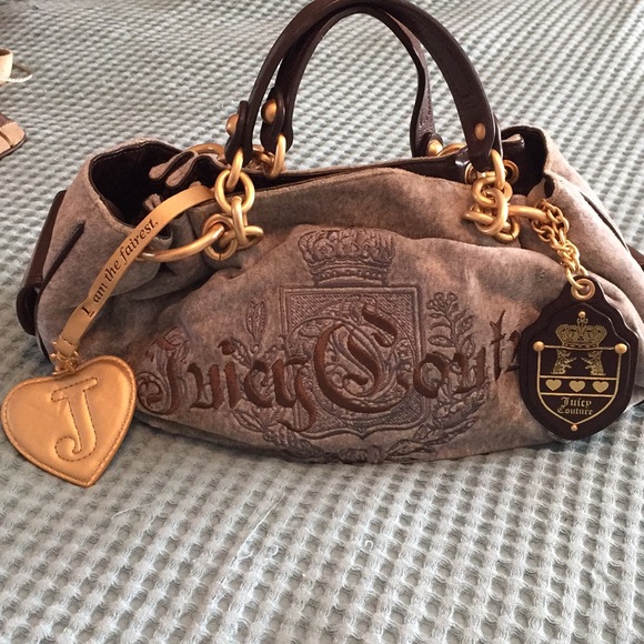 Juicy Couture Bags Gray Juicy Couture Velvet Bag Poshmark